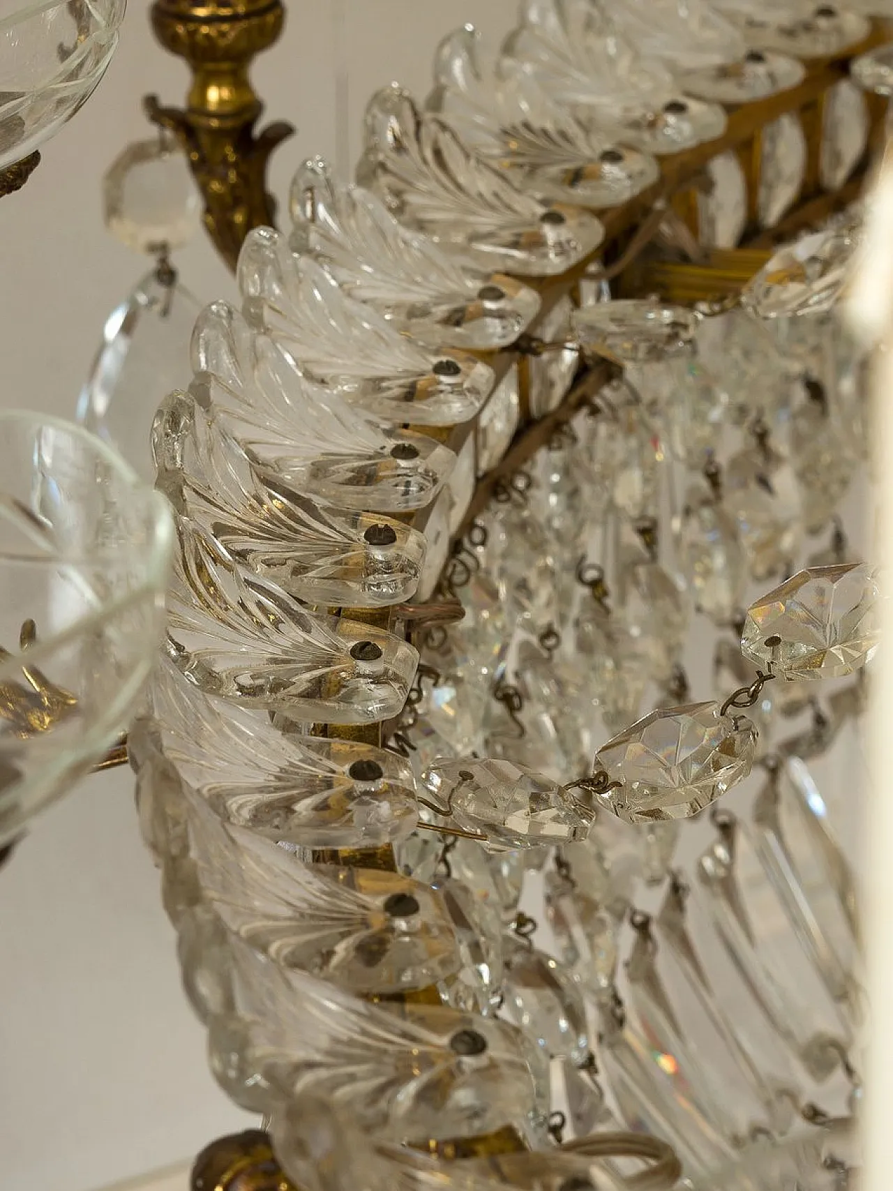 Lampadario a mongolfiera ovale in cristallo a 16 luci impero, '800 7