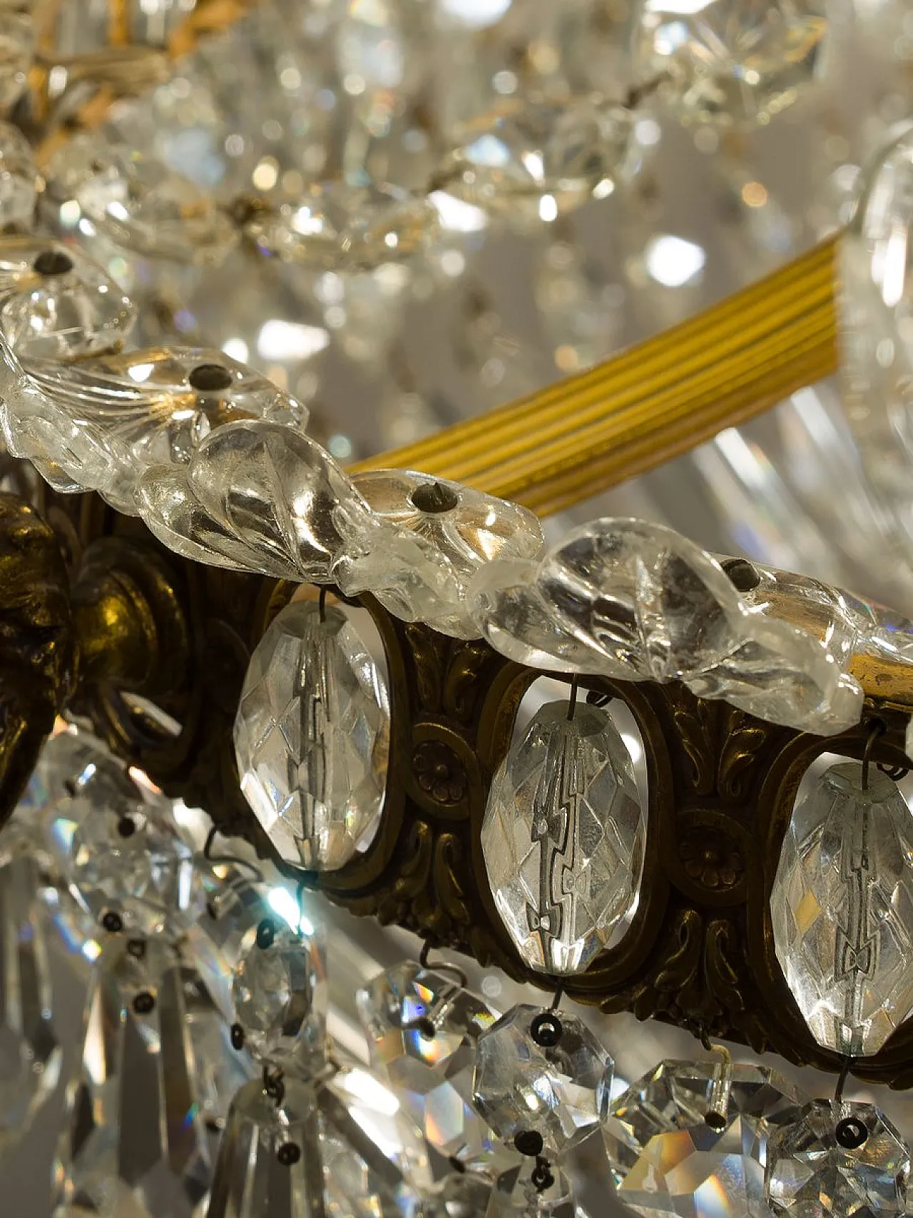 Lampadario a mongolfiera ovale in cristallo a 16 luci impero, '800 8