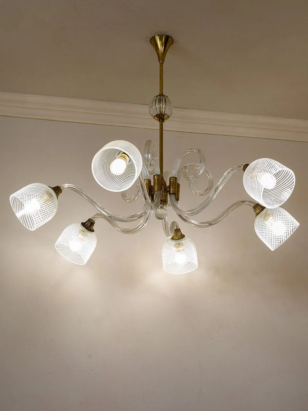 Lampadario in vetro di Murano soffiato di Ercole Barovier, anni '30 9