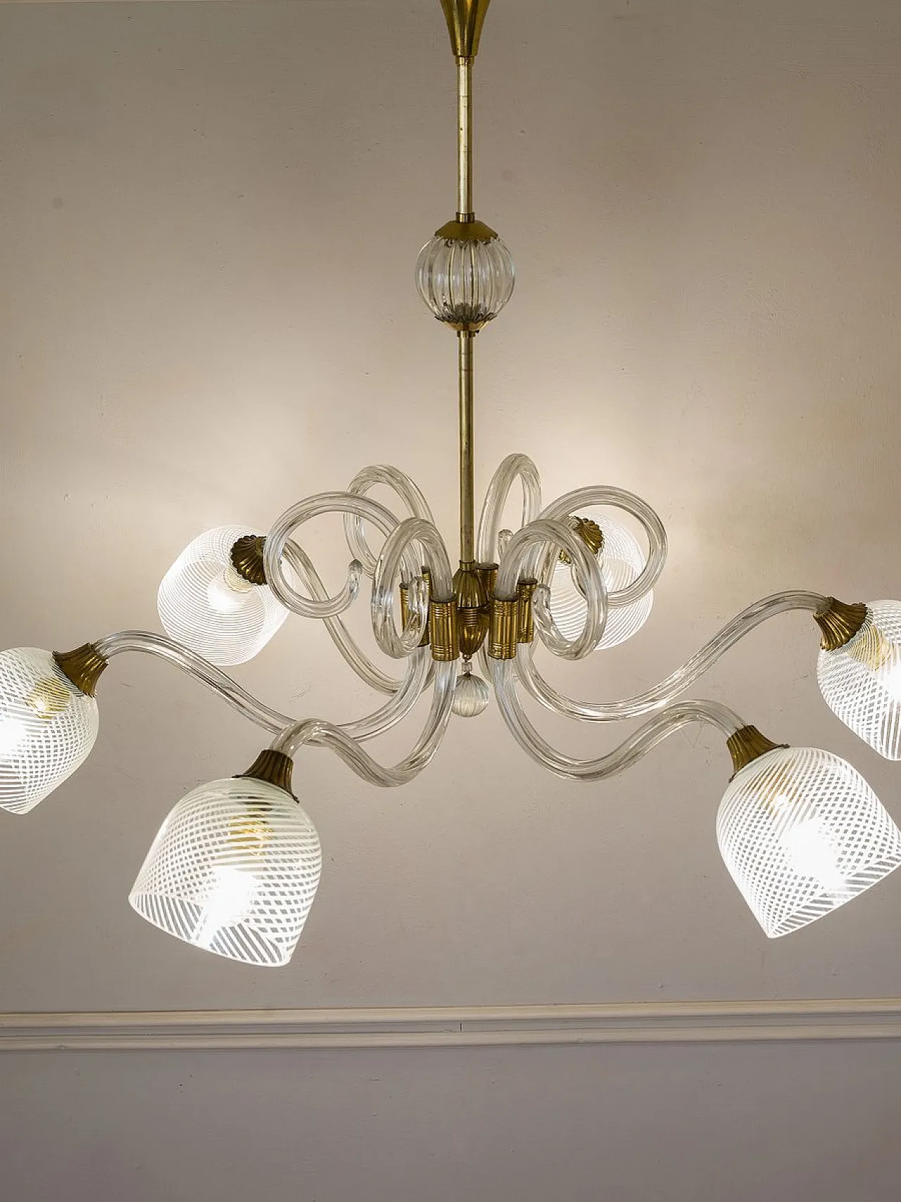 Lampadario in vetro di Murano soffiato di Ercole Barovier, anni '30 10