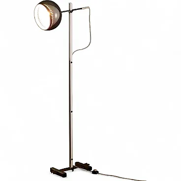 Lampada da terra in ottone, metallo e alluminio, '900