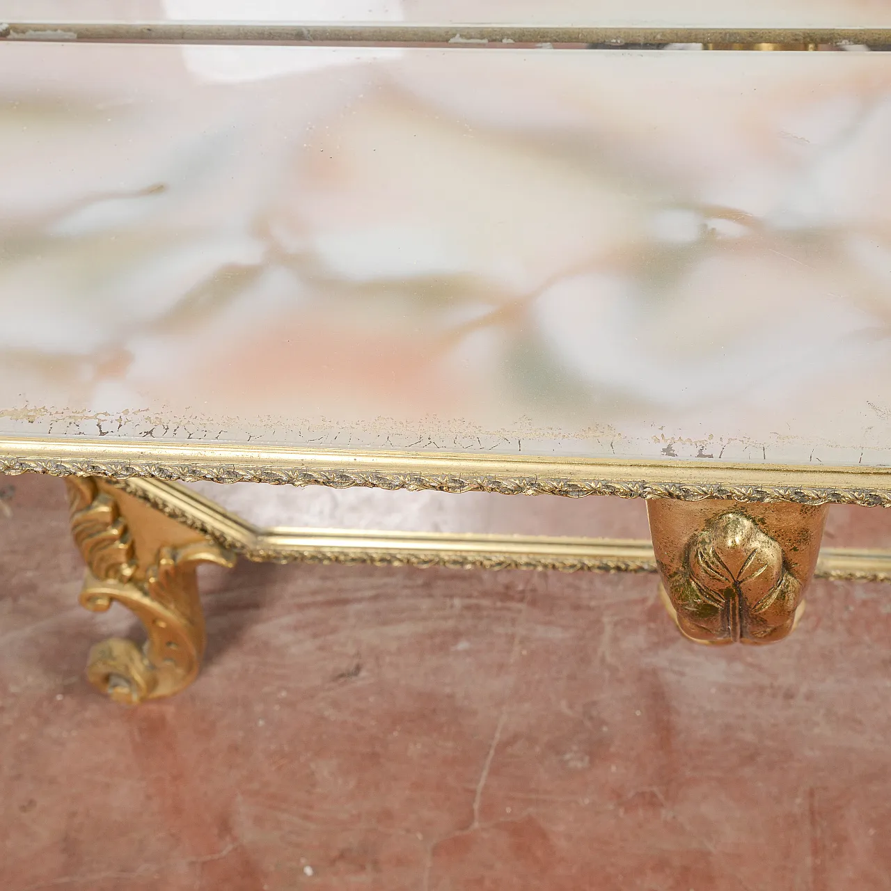 Console with mirror and floor shelf, mid-20th century 5