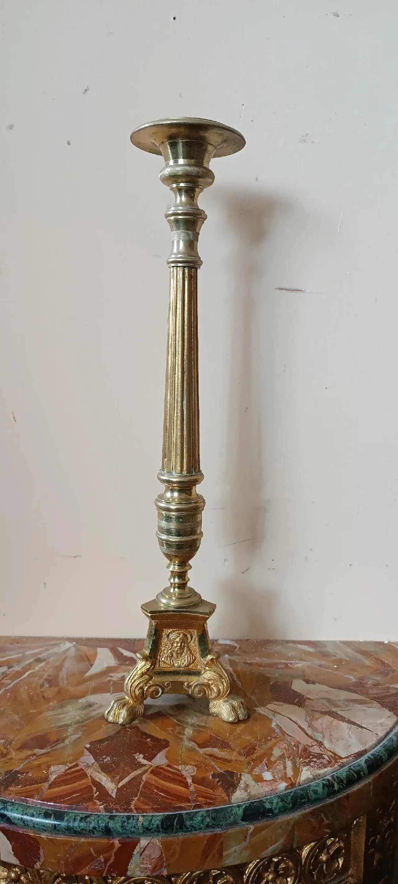Candeliere in bronzo dorato, fine '800 1
