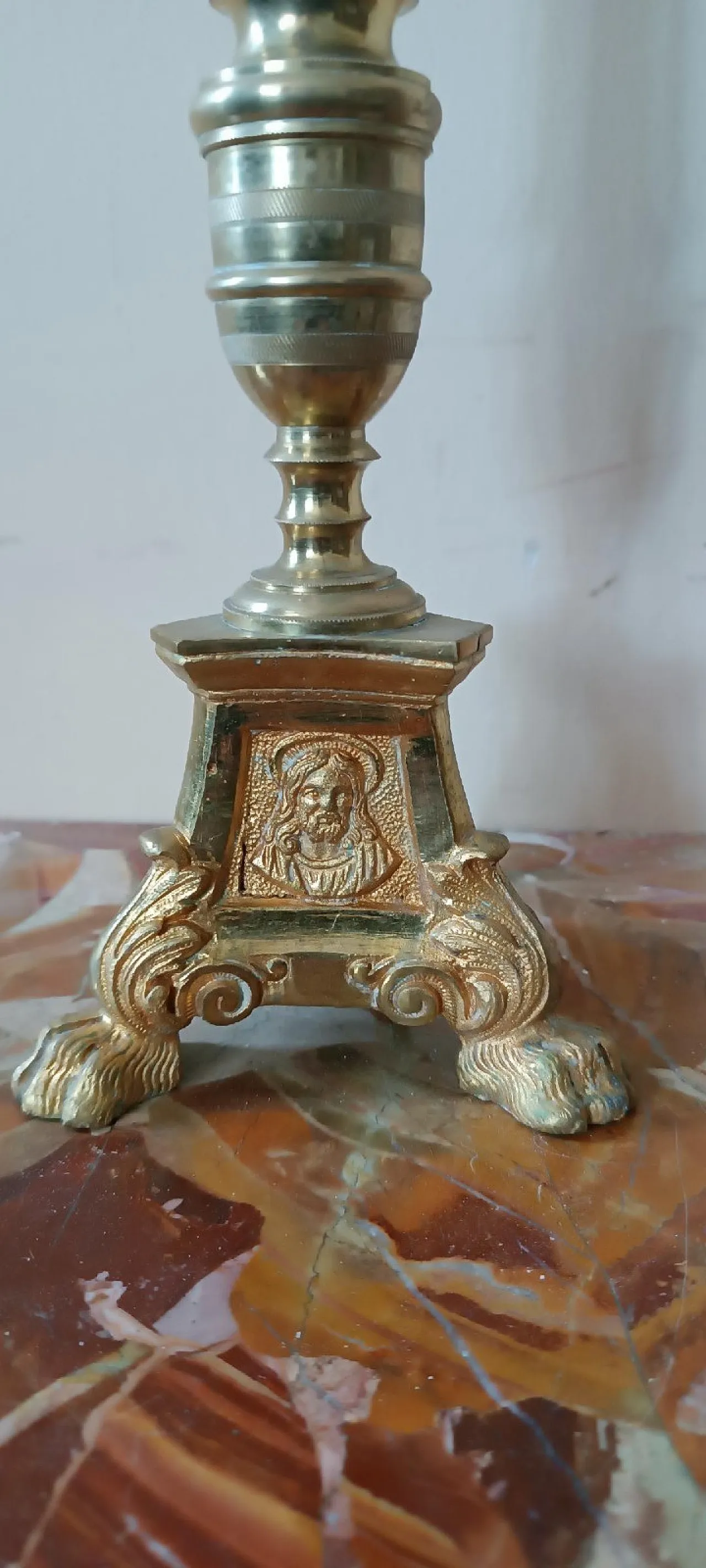 Candeliere in bronzo dorato, fine '800 3