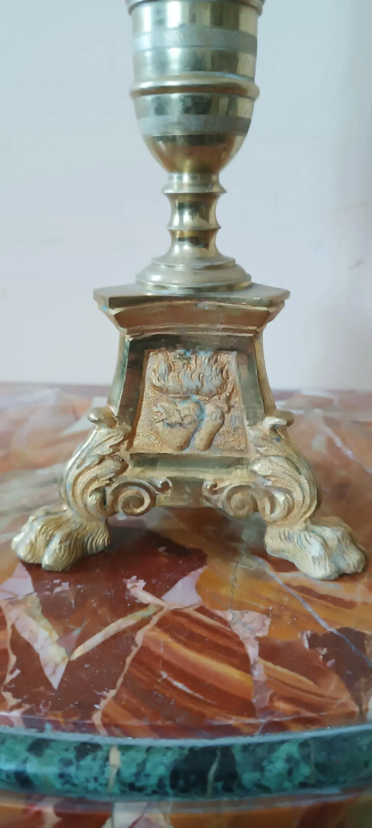 Candeliere in bronzo dorato, fine '800 4