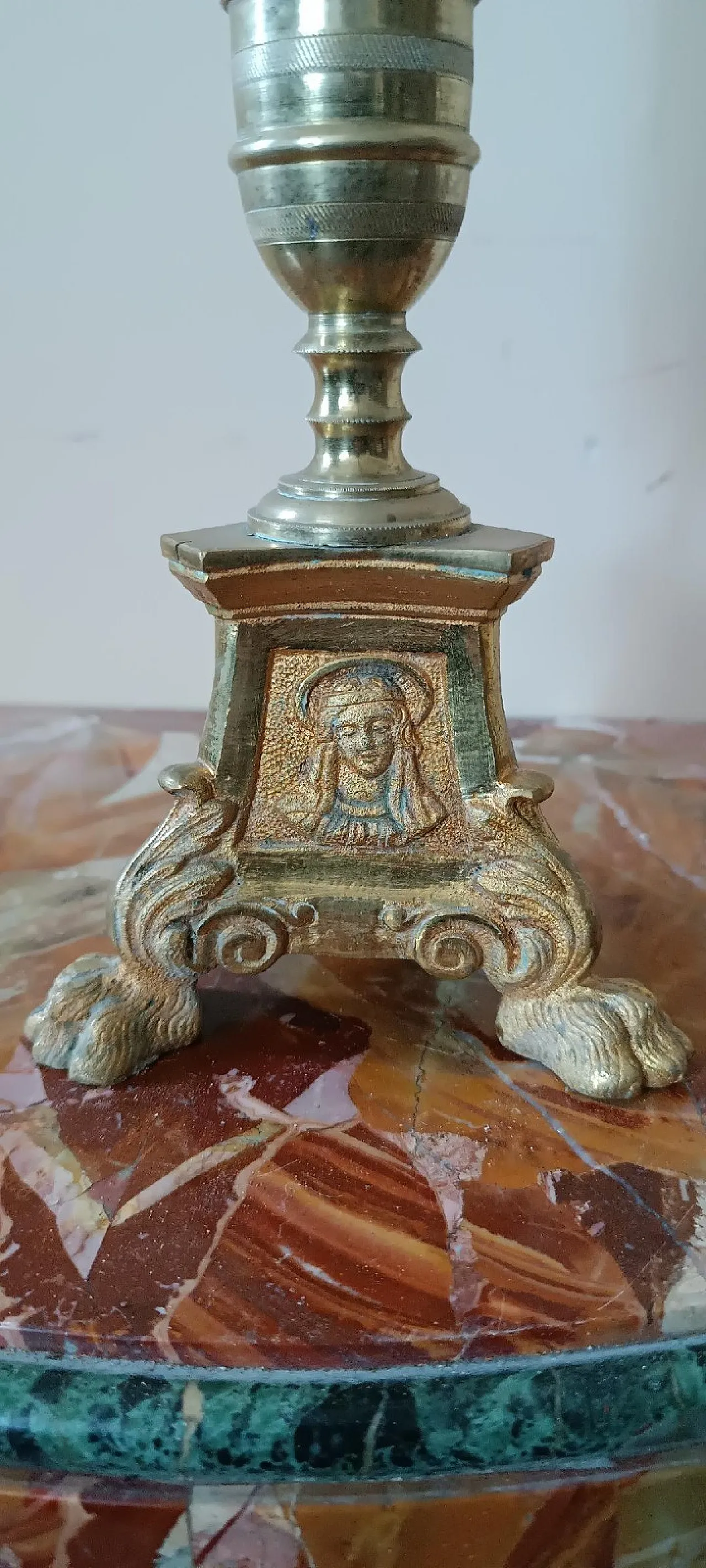 Candeliere in bronzo dorato, fine '800 5