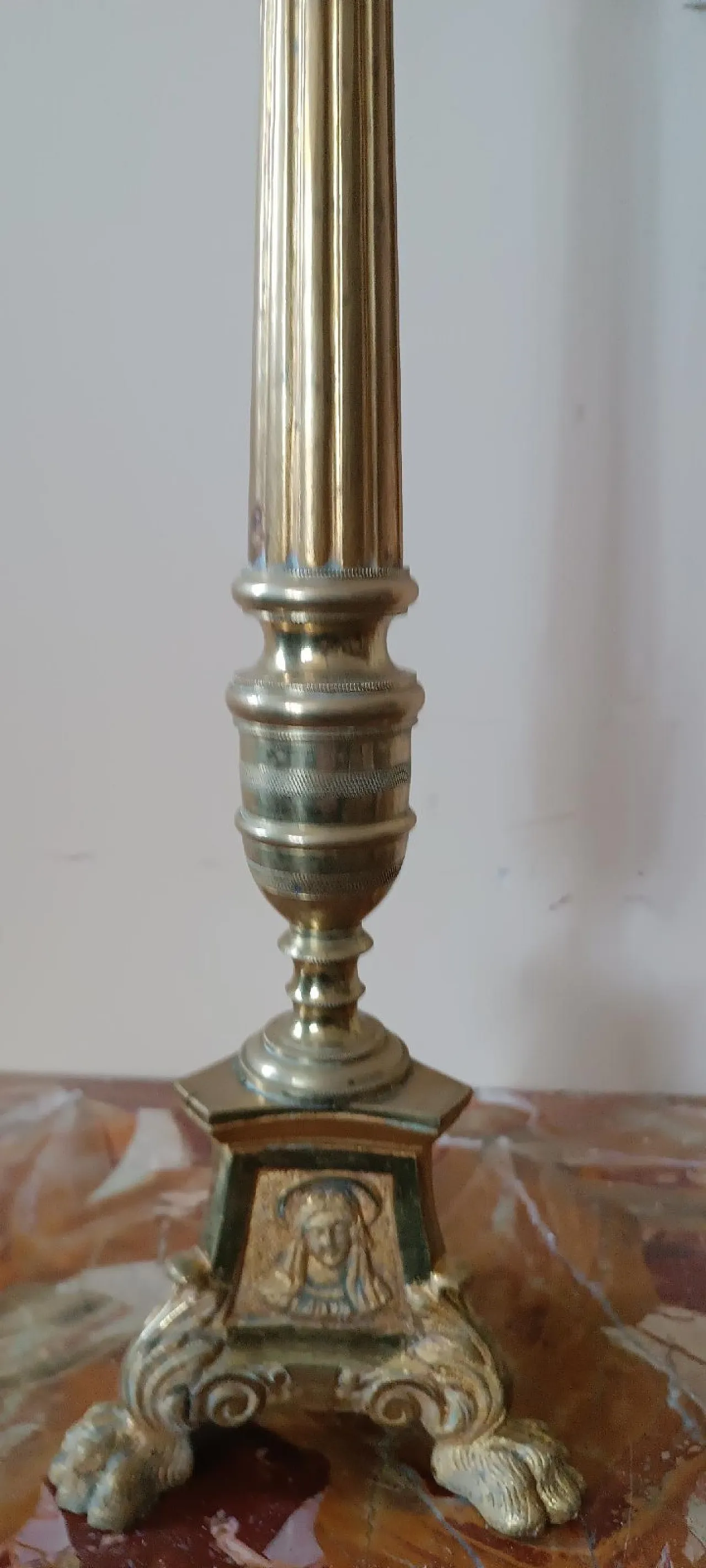 Candeliere in bronzo dorato, fine '800 6