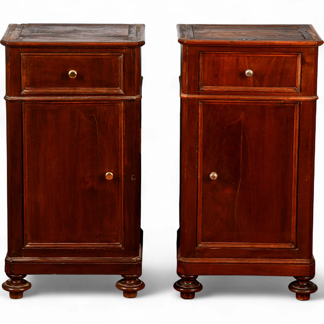 Pair of solid wood bedside tables without stone, late 19th century 9