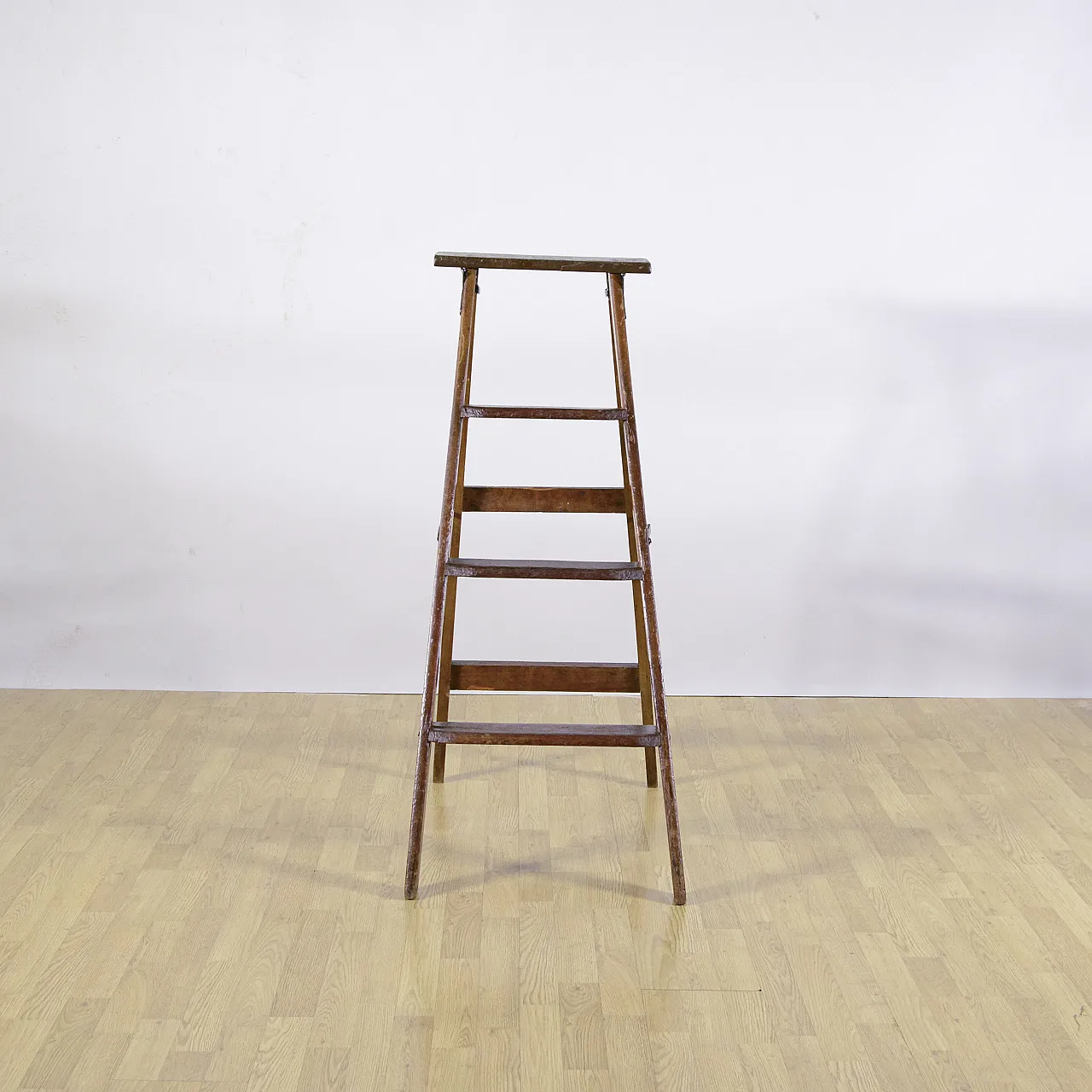 Folding staircase in soft wood with iron trim, early 20th century 2