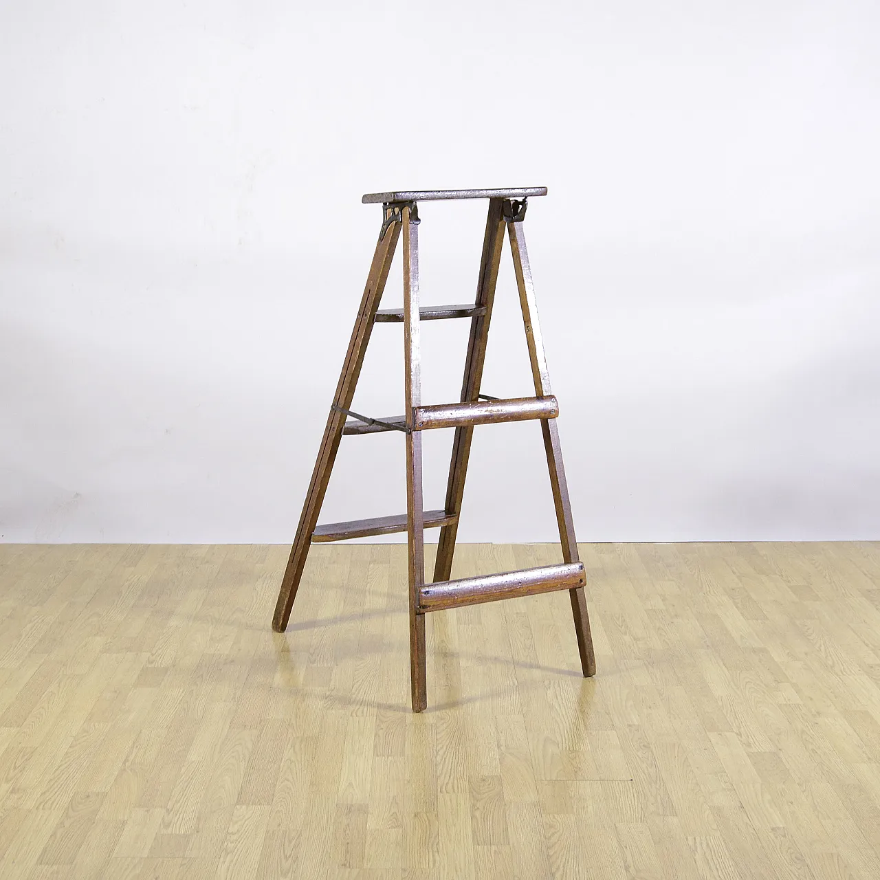 Folding staircase in soft wood with iron trim, early 20th century 4