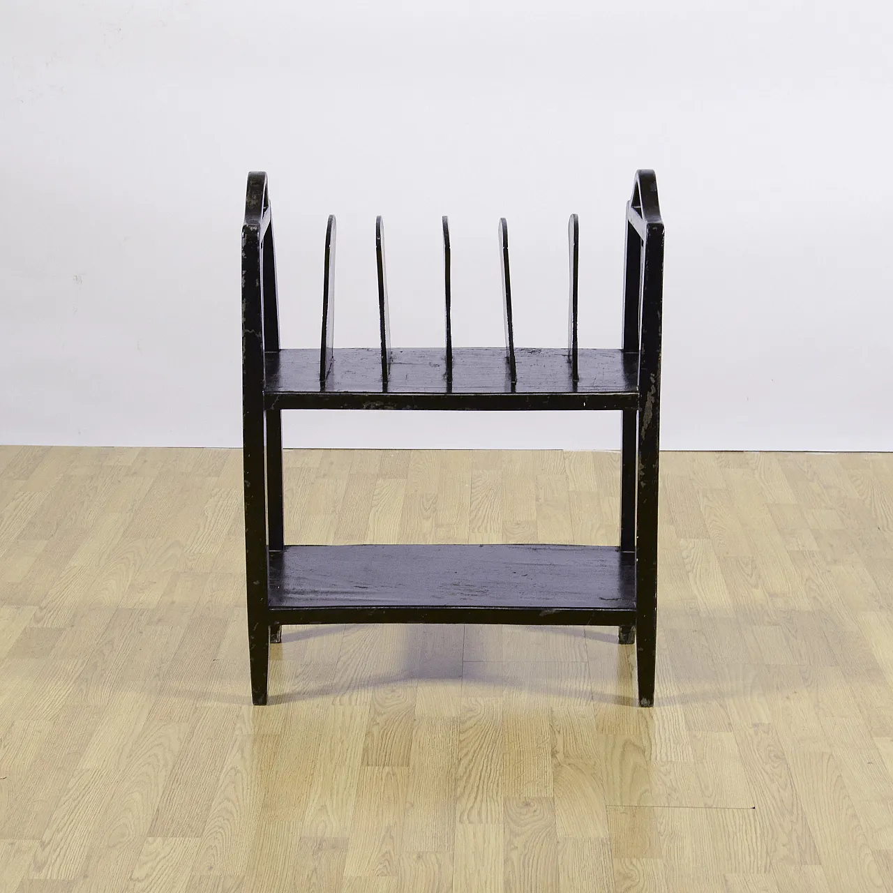 Black lacquered wooden magazine rack, early 20th century 1