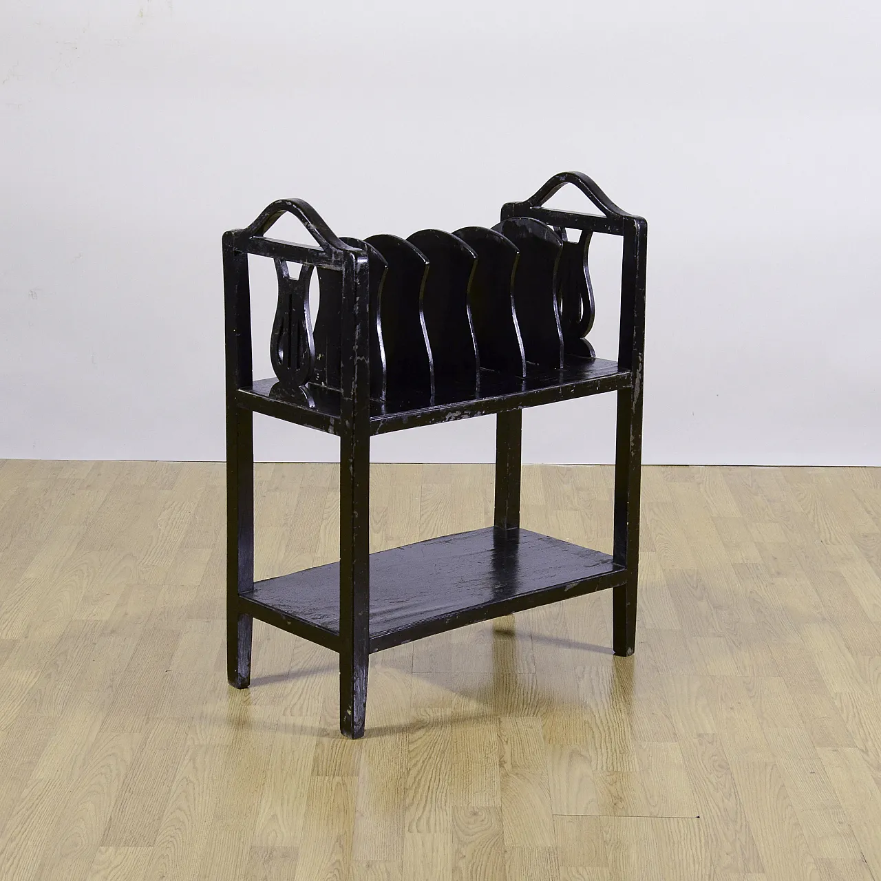 Black lacquered wooden magazine rack, early 20th century 2
