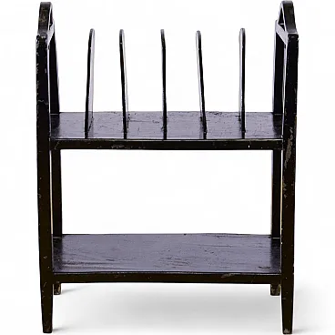 Black lacquered wooden magazine rack, early 20th century