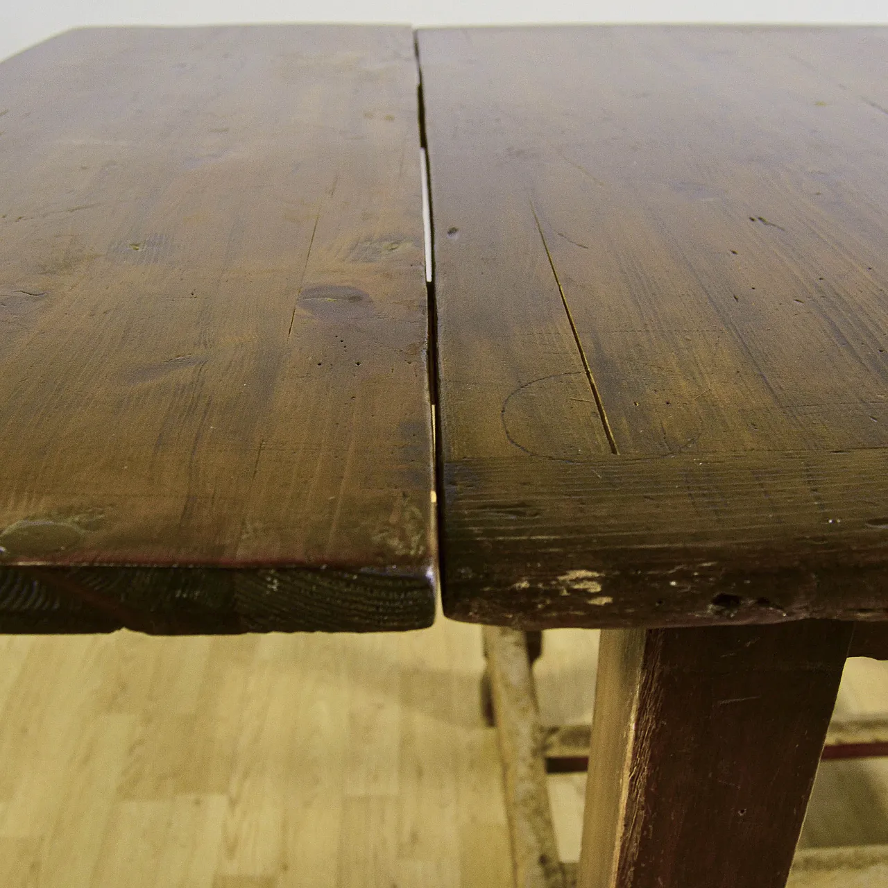 Tavolo da pranzo allungabile in legno massello, primi '900 7