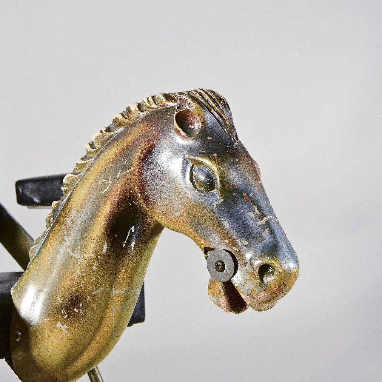 Poltrona Cavallino da barbiere in metallo, pelle e plastica, metà '900 5