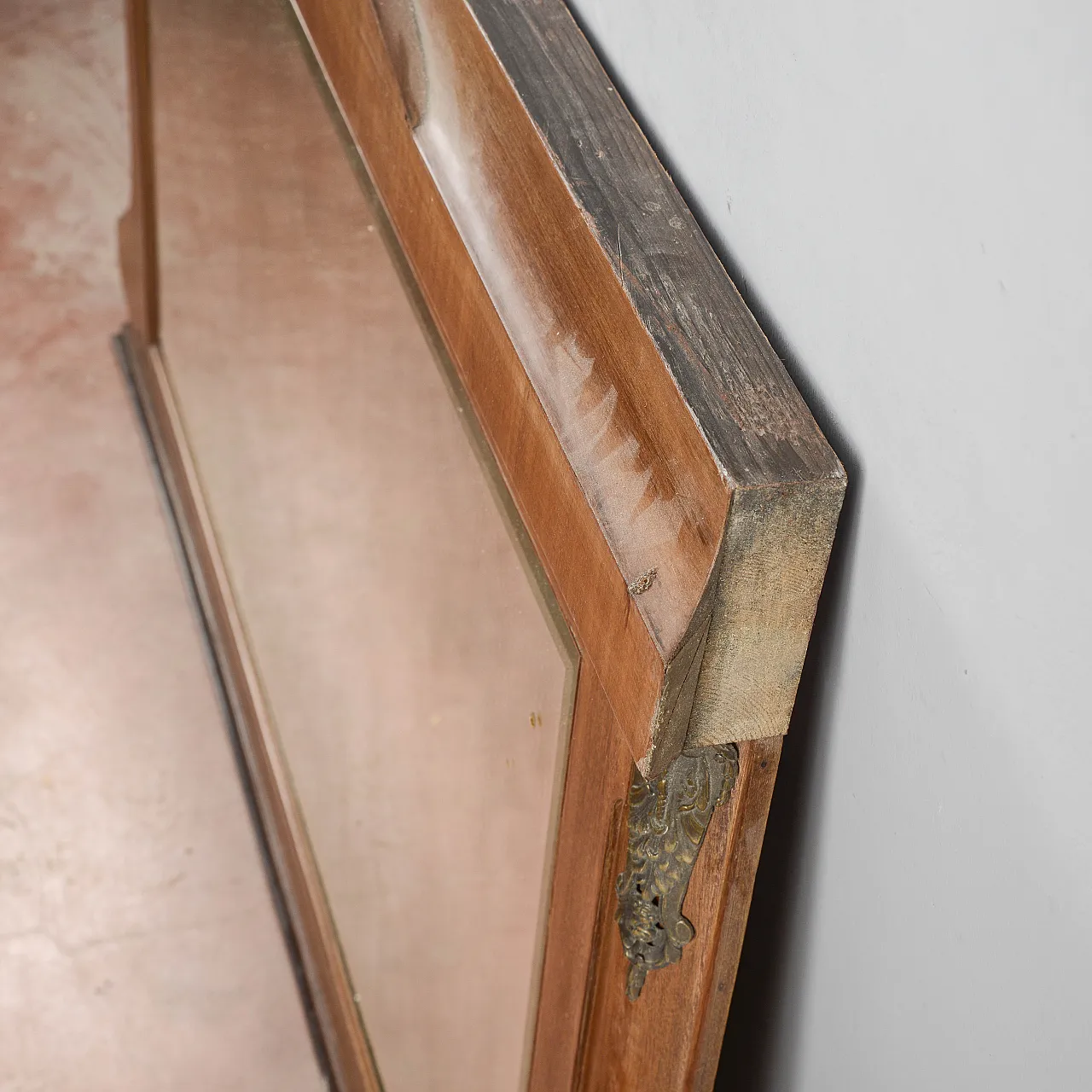 Specchiera stile Biedermeier con inserti in metallo, tardo '800 8