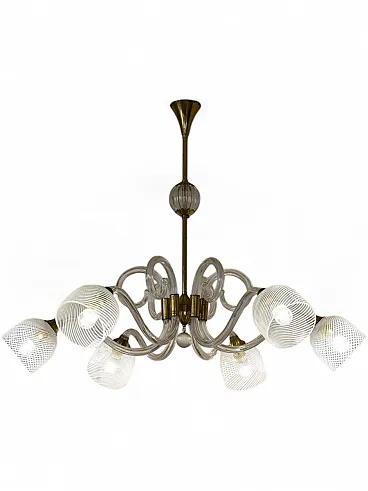 Lampadario in vetro di Murano soffiato di Ercole Barovier, anni '30
