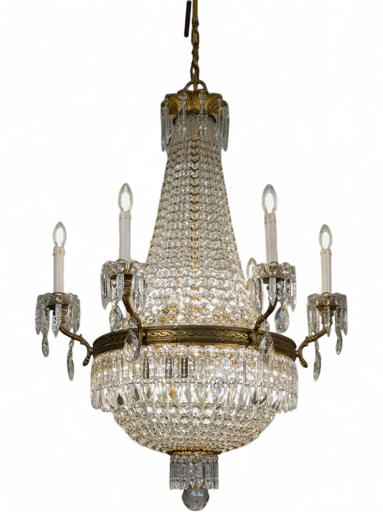 Lampadario in cristallo con perline, anni '20 17