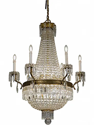 Lampadario in cristallo con perline, anni '20