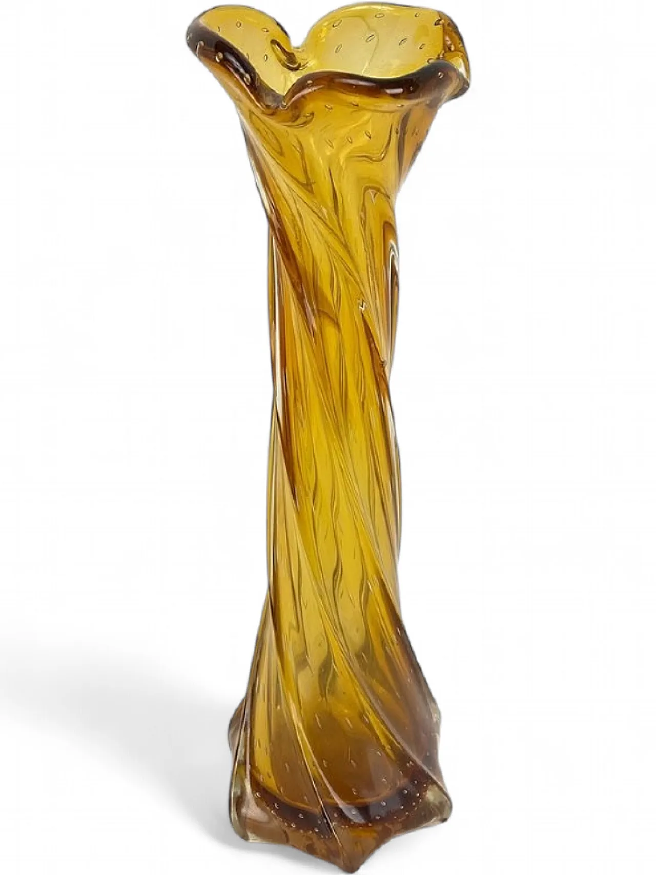 Vaso in vetro di Murano ritorto e vetro Bullicante, anni '60 11