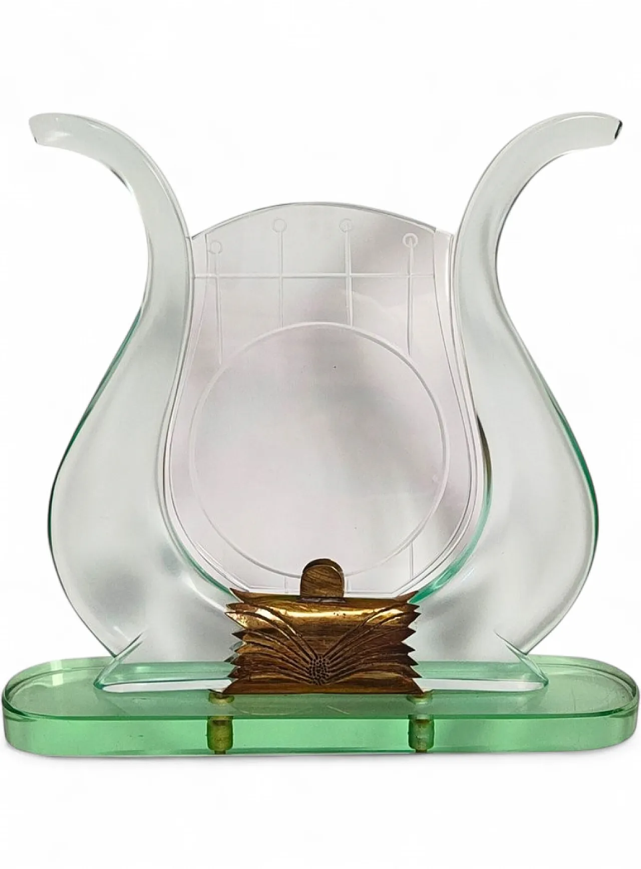 Glass and brass photo frame by Cristal Art, 1950s 4