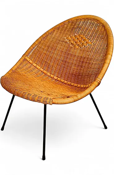 Wicker armchair, 1950s