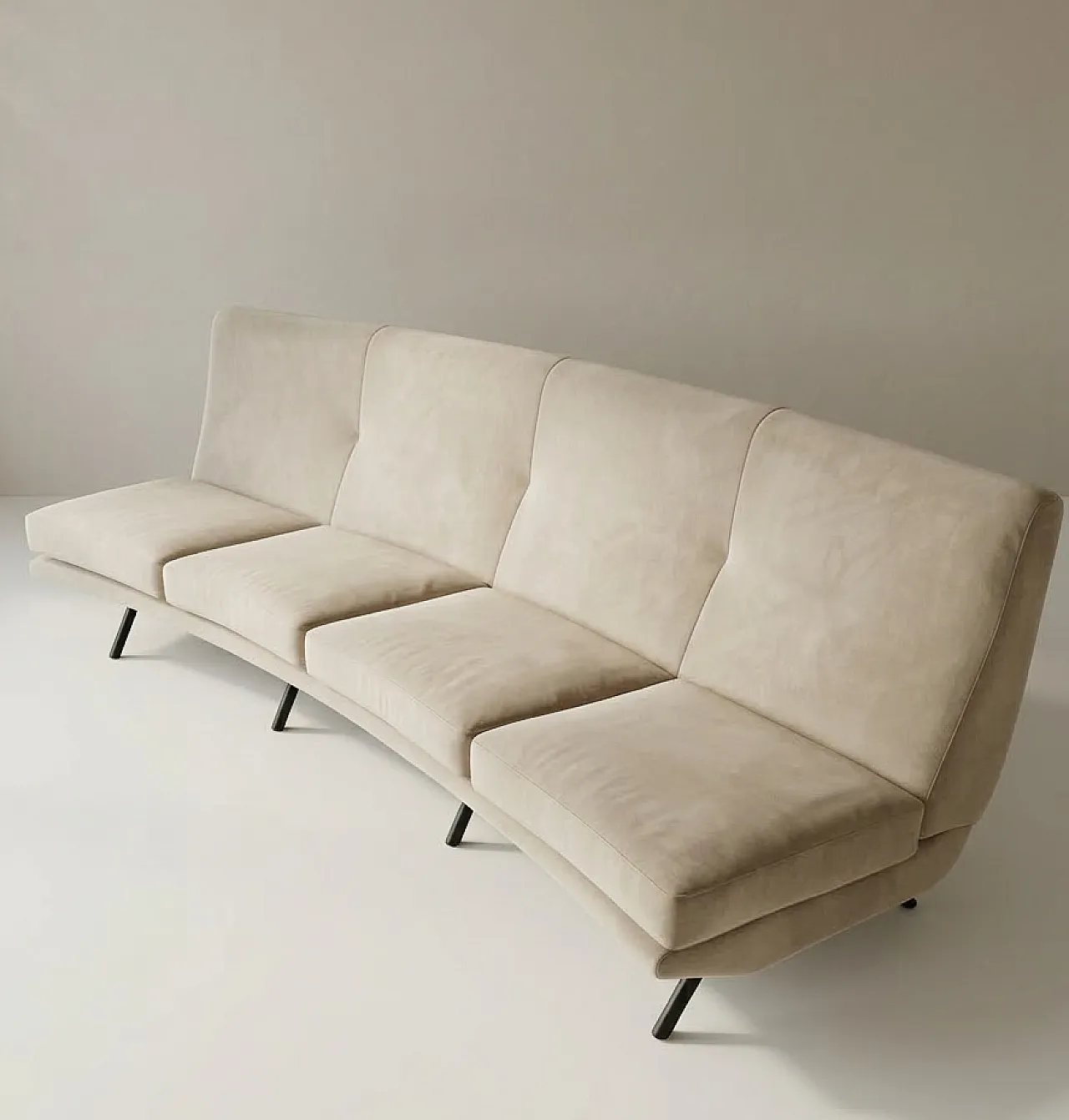 Triennale 4 seater curved sofa by Marco Zanuso for Arflex, 60s 2