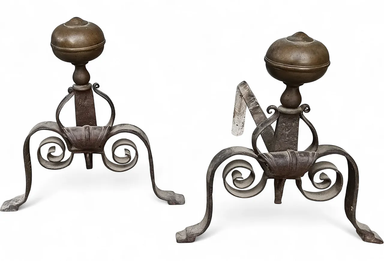 Coppia Alari da camino, fine '800 21