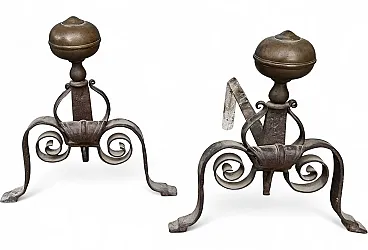 Coppia Alari da camino, fine '800