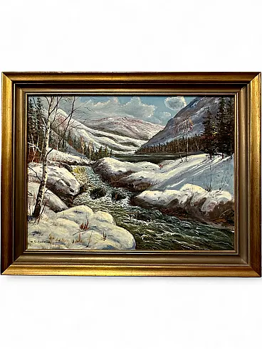 Dipinto olio su tela di Dagfin Sidselrud, Norvegia, primi ’900