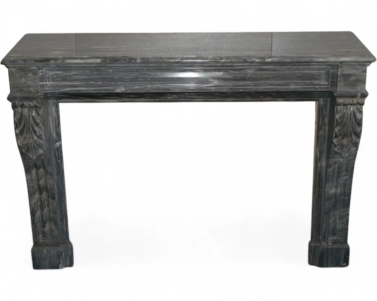Antique “frame” fireplace in gray marble 14