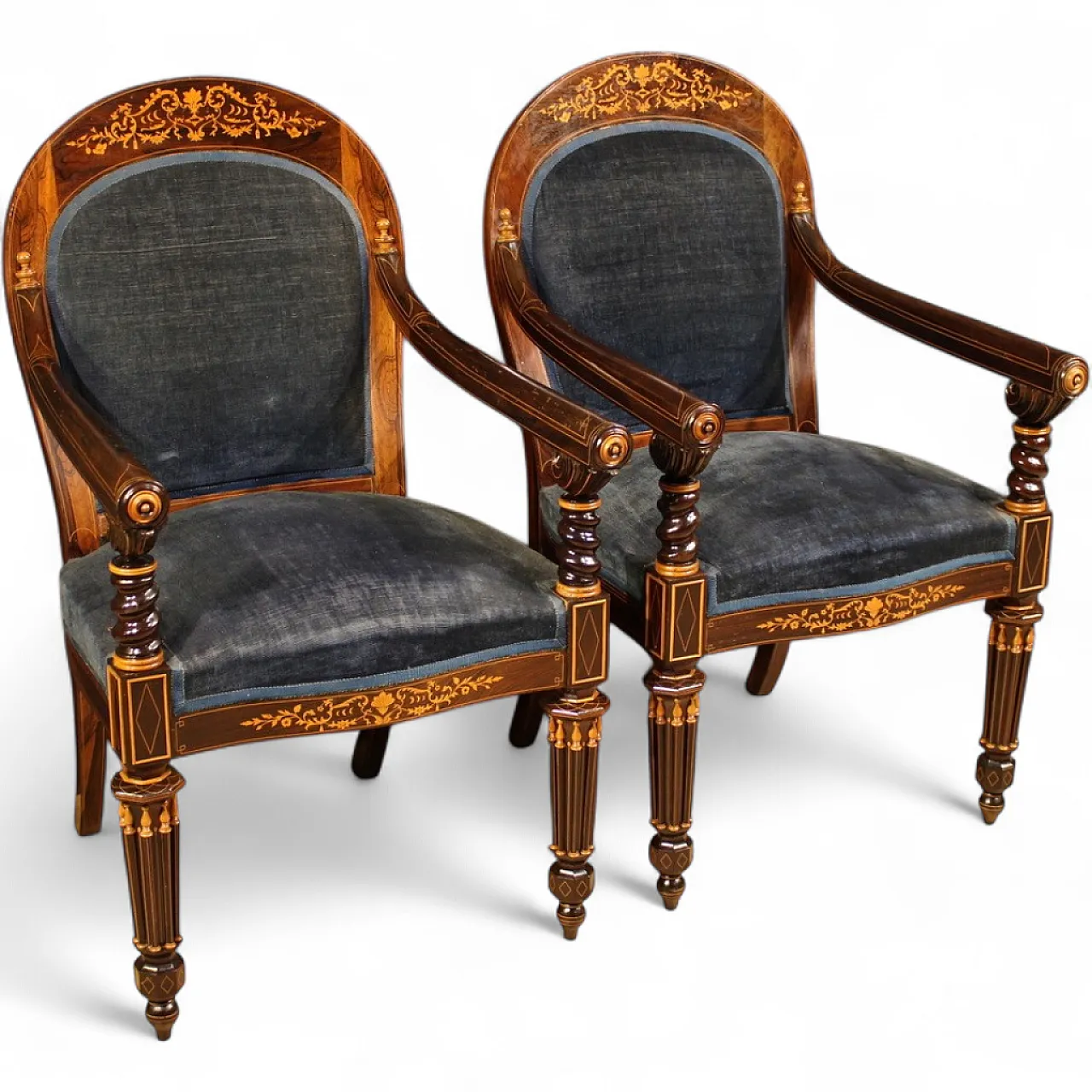 Pair of French Charles X armchairs, 19th century 15