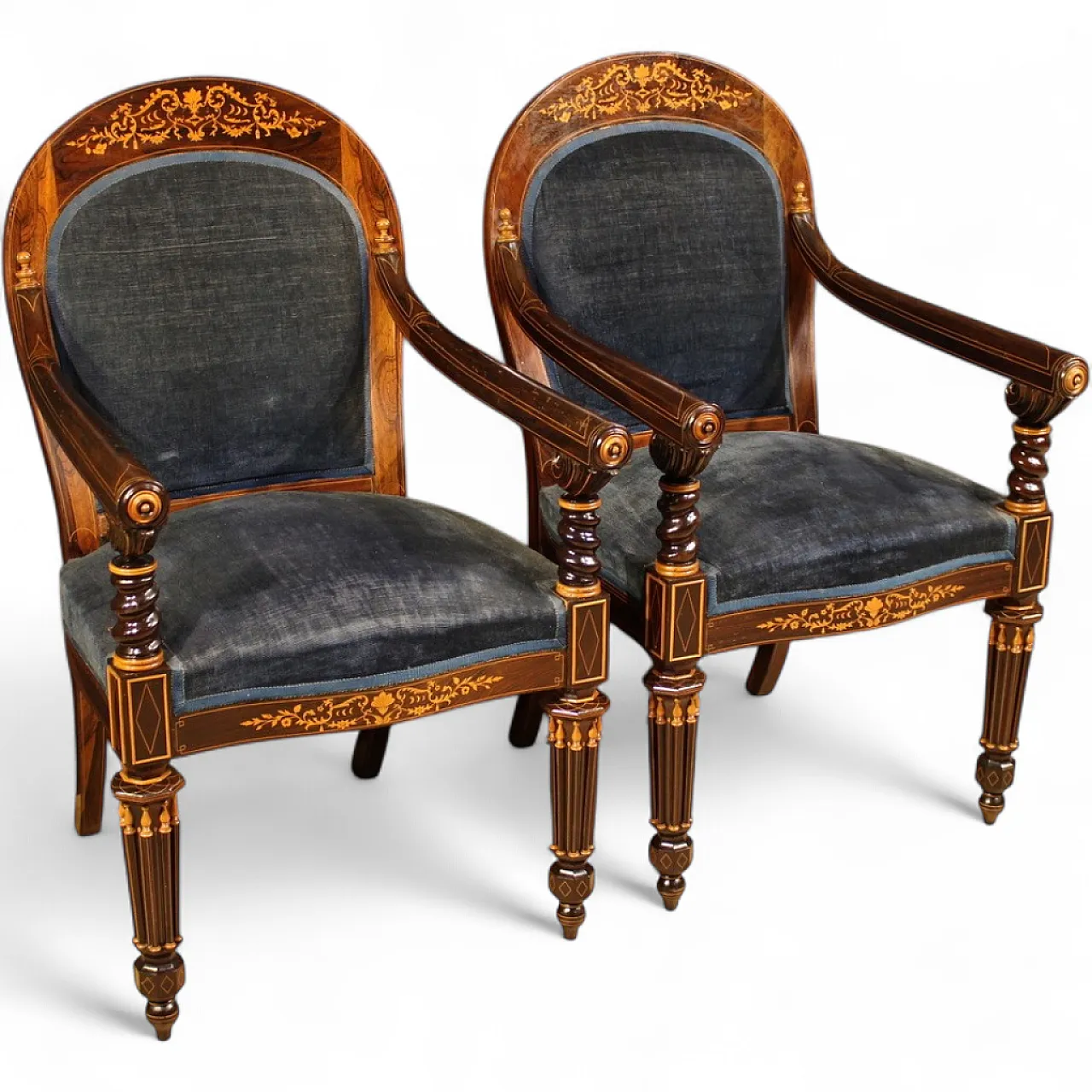 Pair of French Charles X armchairs, 19th century 16