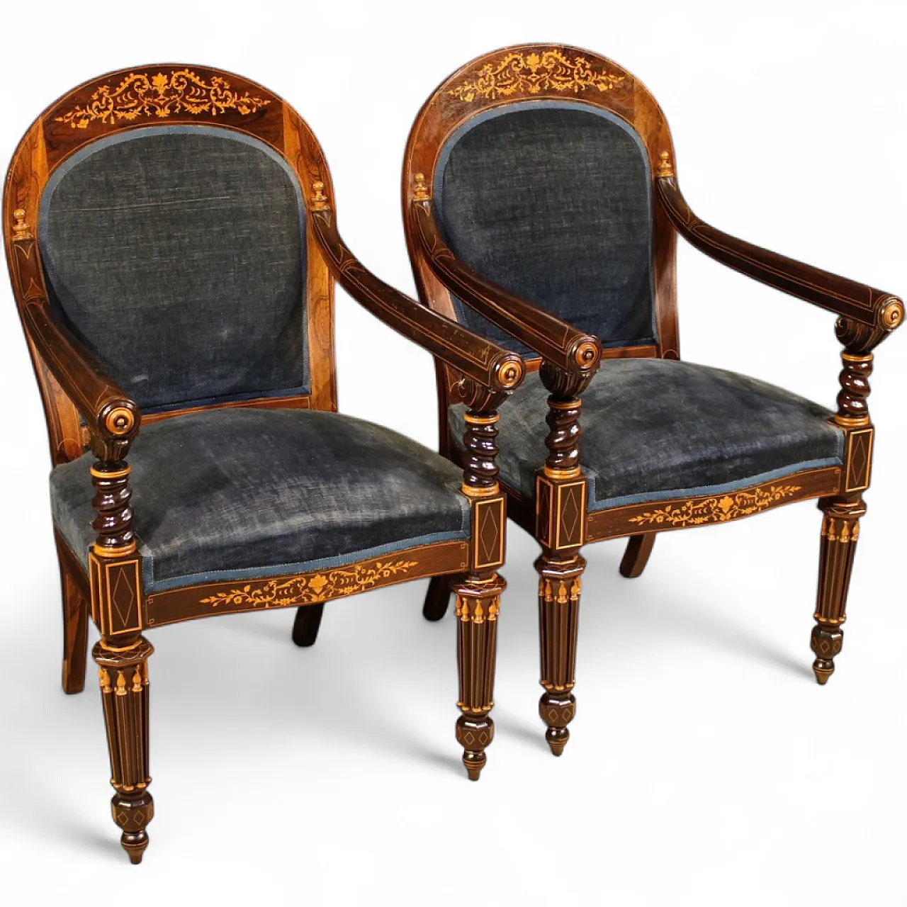 Pair of French Charles X armchairs, 19th century 17
