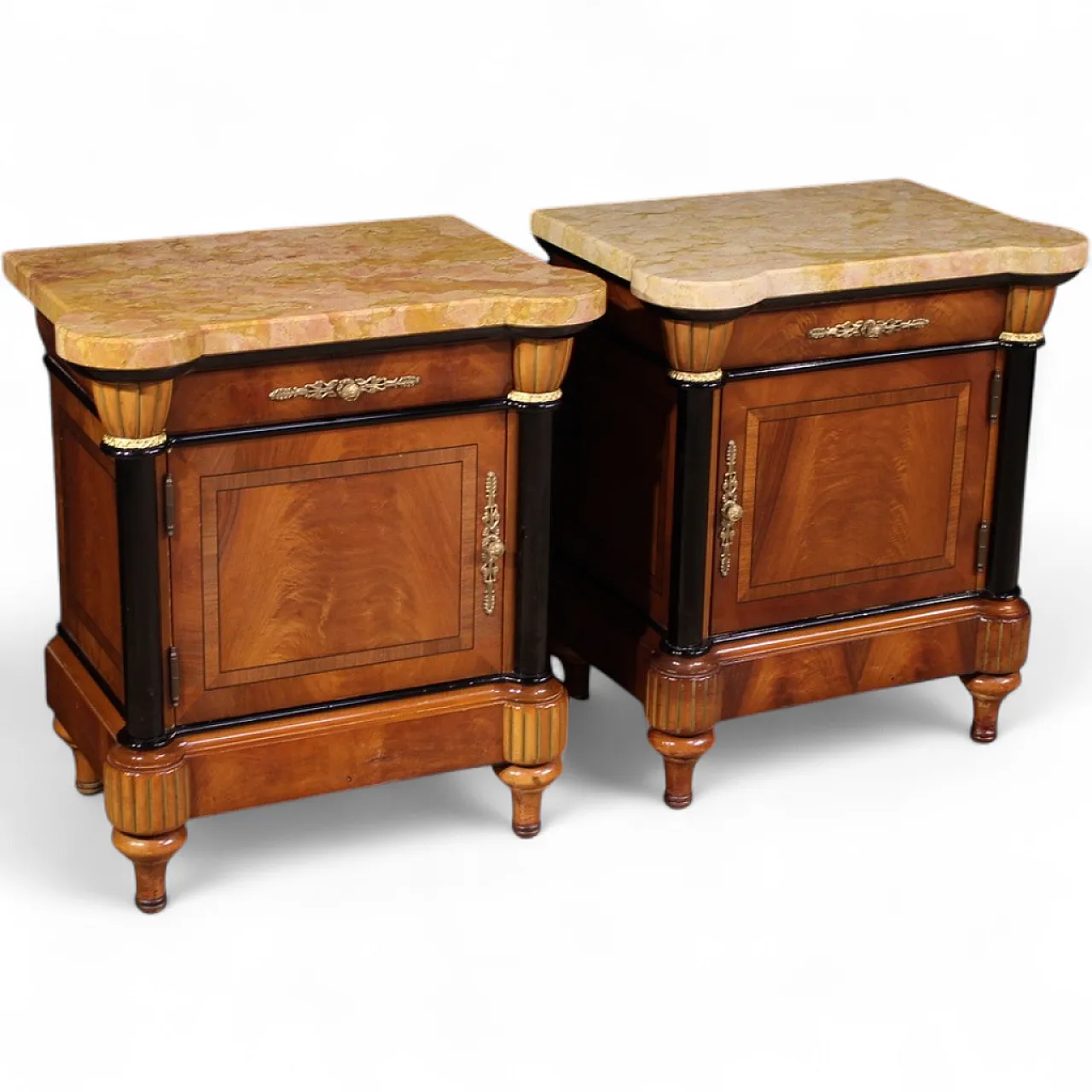 Pair of Italian bedside tables marble top, 20th century 12