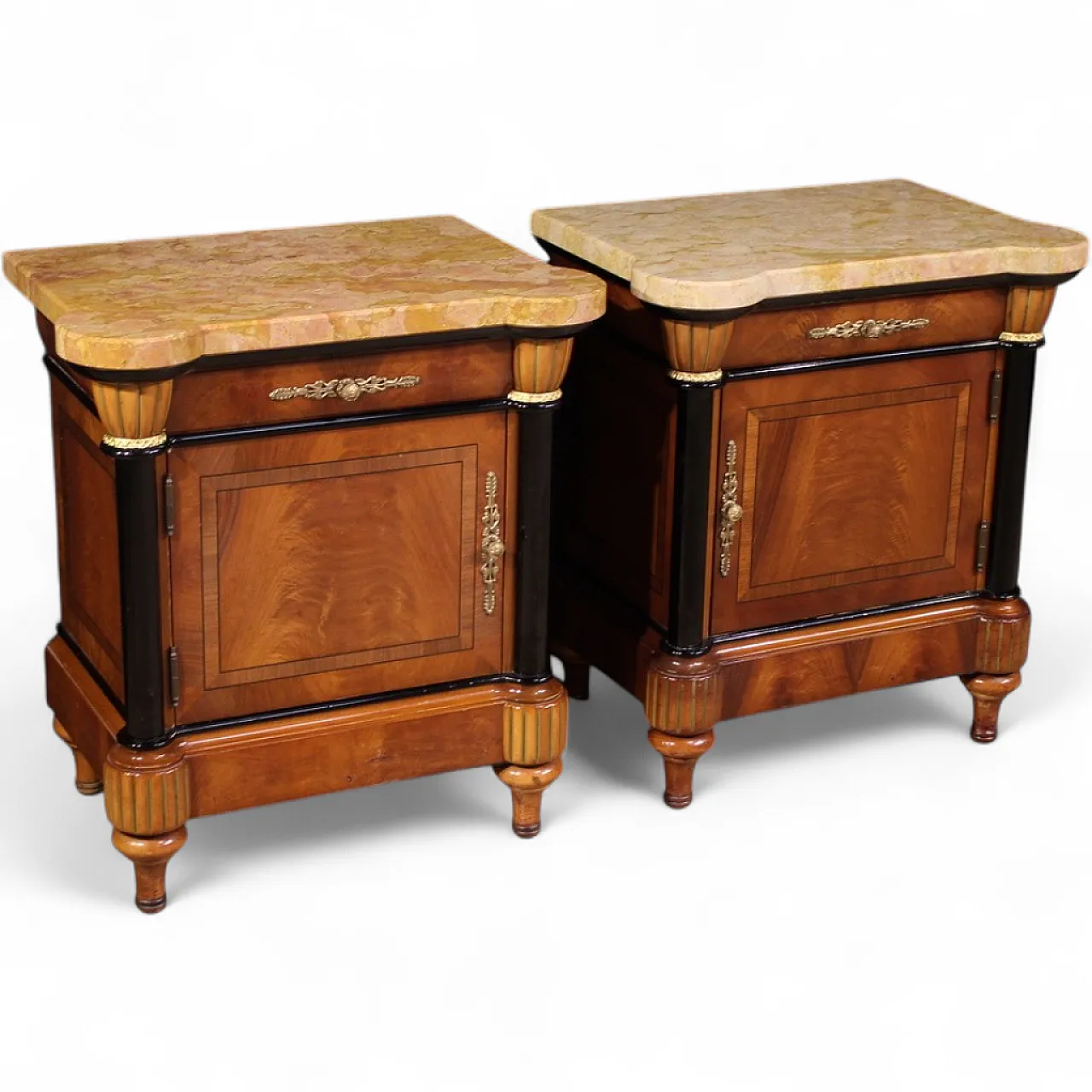 Pair of Italian bedside tables marble top, 20th century 14