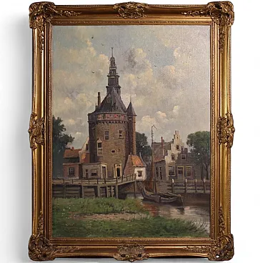 Dutch painting view of the city of Hoorn, 20th century