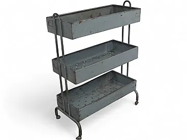 Carrello in ferro con vasche 1950