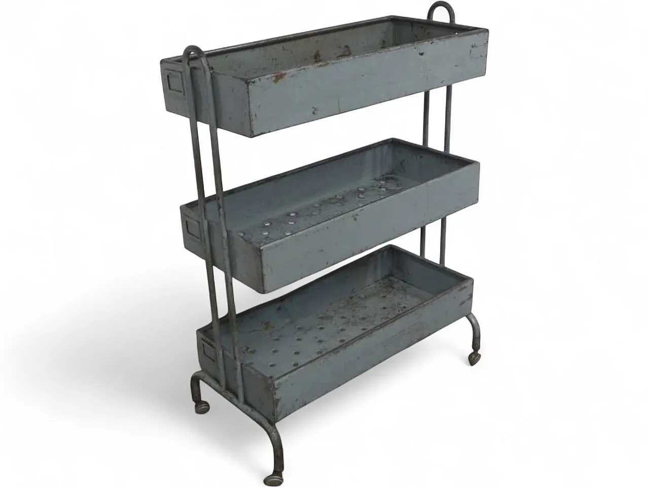 Carrello in ferro con vasche 1950 12