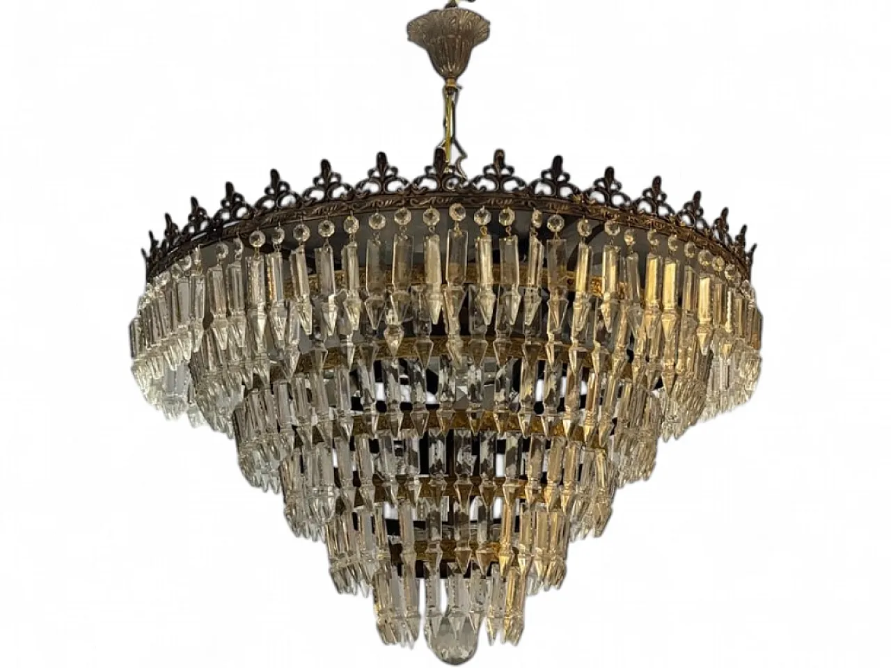 Bronze and crystal chandelier, Italy, 1950s 11