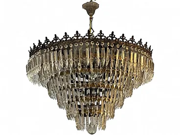 Bronze and crystal chandelier, Italy, 1950s
