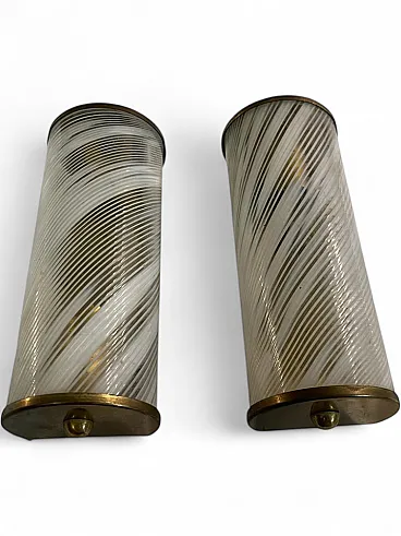 Pair of Murano glass and brass sconces by Paolo Venini, 1970s