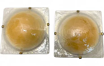 Pair of Murano glass recessed lamps, 1980s