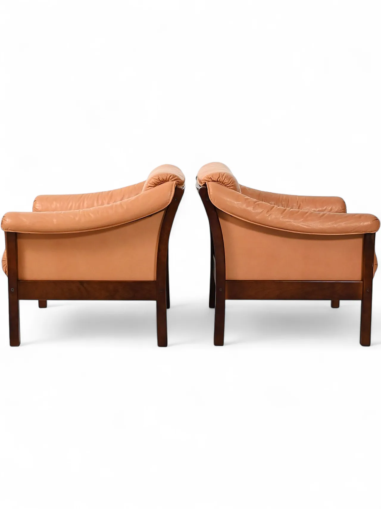 Pair of Scandinavian leather armchairs, 1950s 10