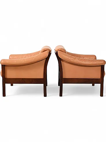 Pair of Scandinavian leather armchairs, 1950s