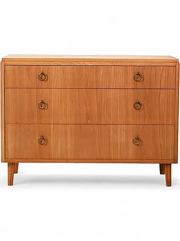 Scandinavian deco chest of drawers in elm, 40s