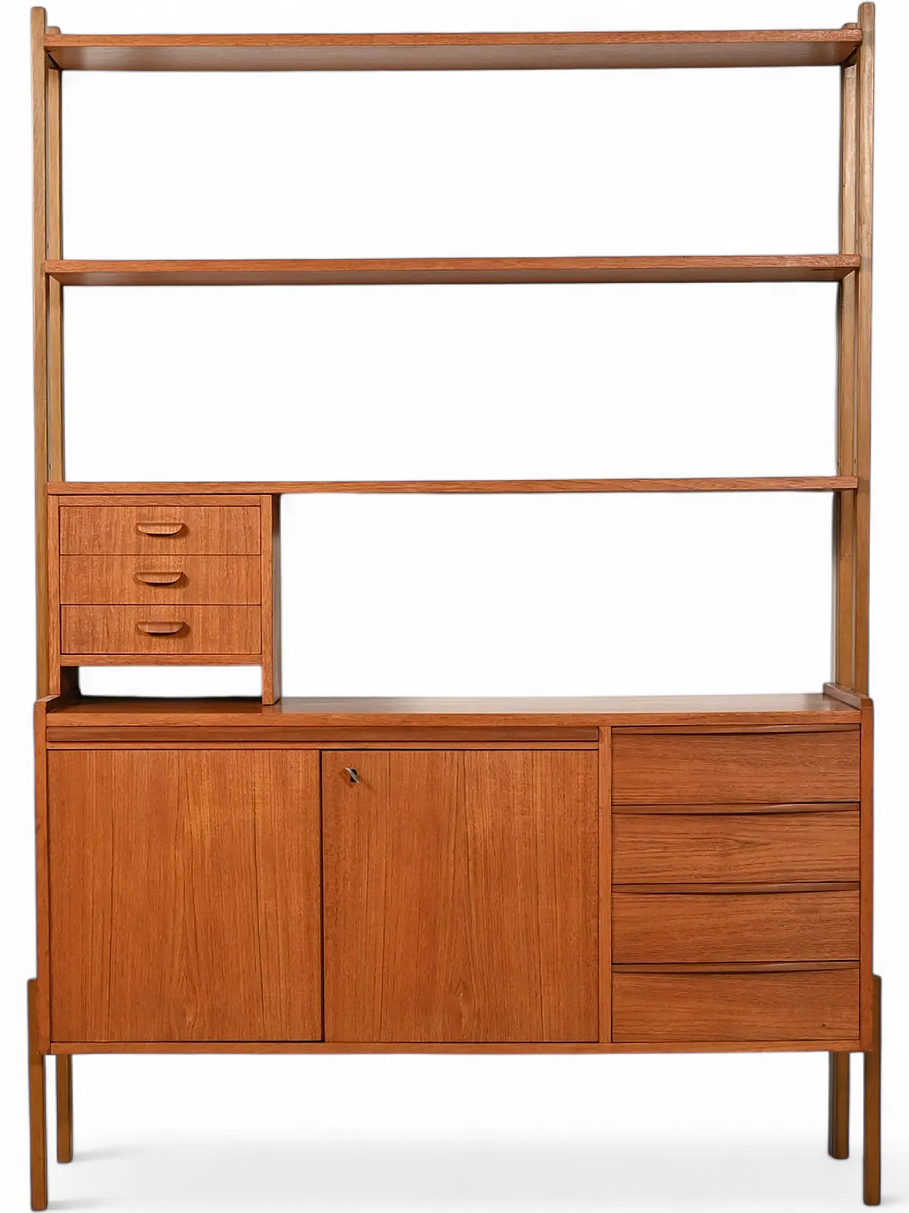 Scandinavian teak bookcase with extractable desk, 1950s/60s 12