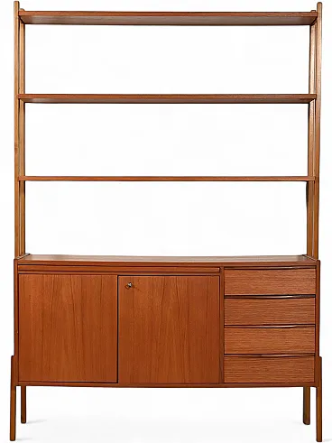 Scandinavian teak bookcase with extractable desk