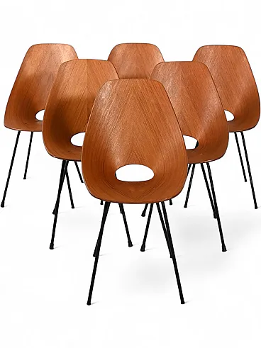 6 Medea chairs by Vittorio Nobili in mahogany, 50s