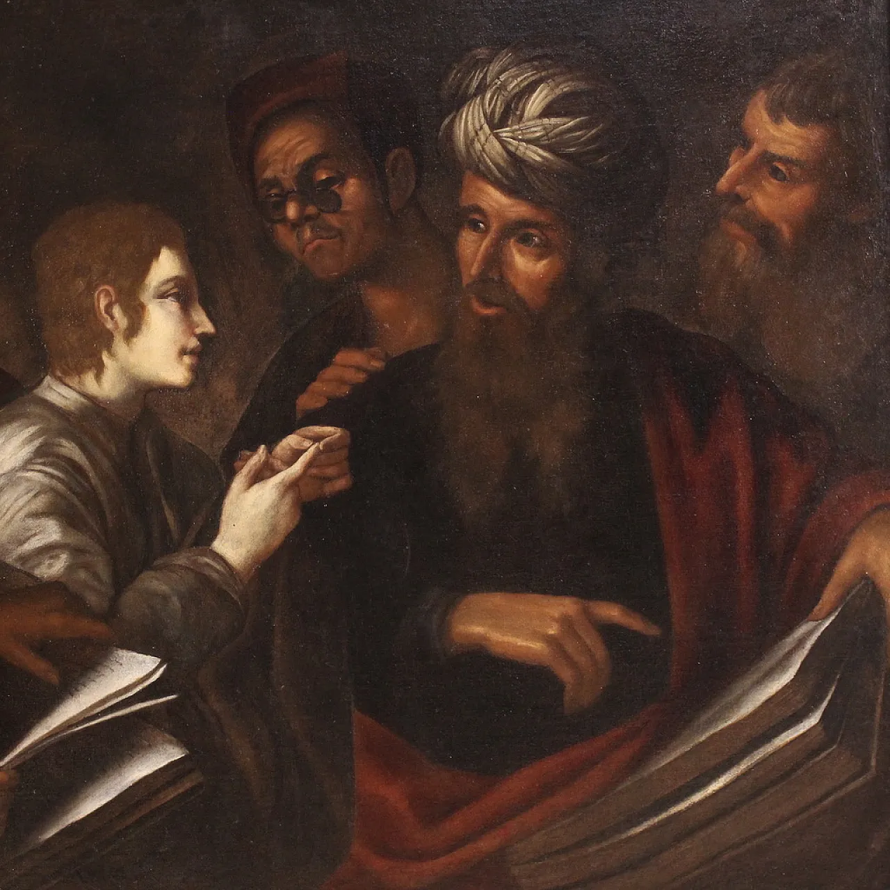 Italian painting, Christ among the Doctors,  17th century 4